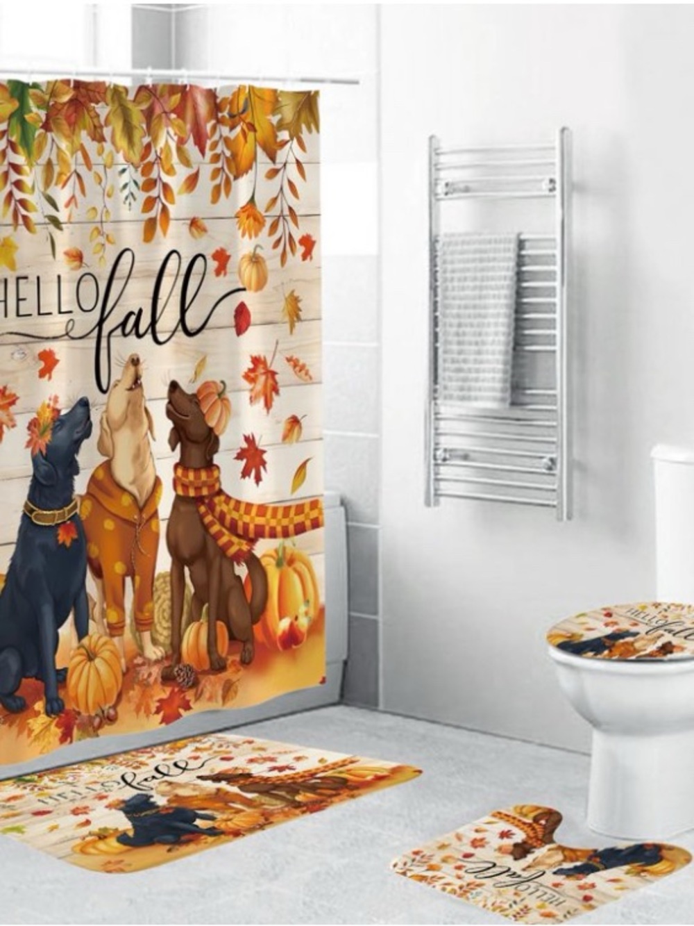 Hello Fall Dog Pumpkin Shower Set 4 pcs